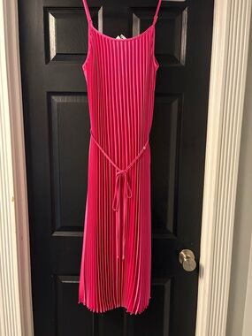 Sam Edelman Hot Pink Pleated Midi Dress